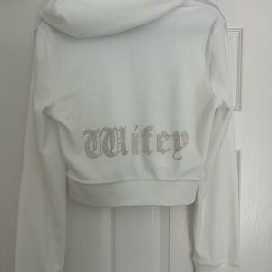 Juicy Couture White Crop Top with Rhinestone Detail